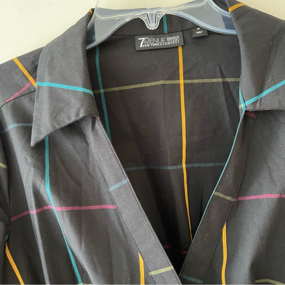 Black and Multicolor Striped Tie-front Maxi Tunic Top - Picture 2 of 4